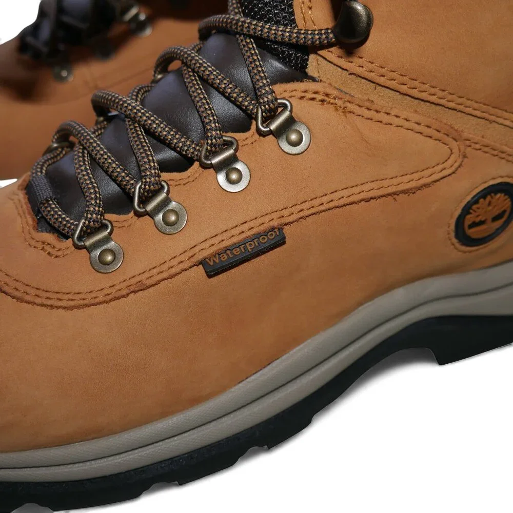 Timberland Mens Waterproof Mid Hiking Boots Size 13 Wheat Nubuck White Ledge NEW